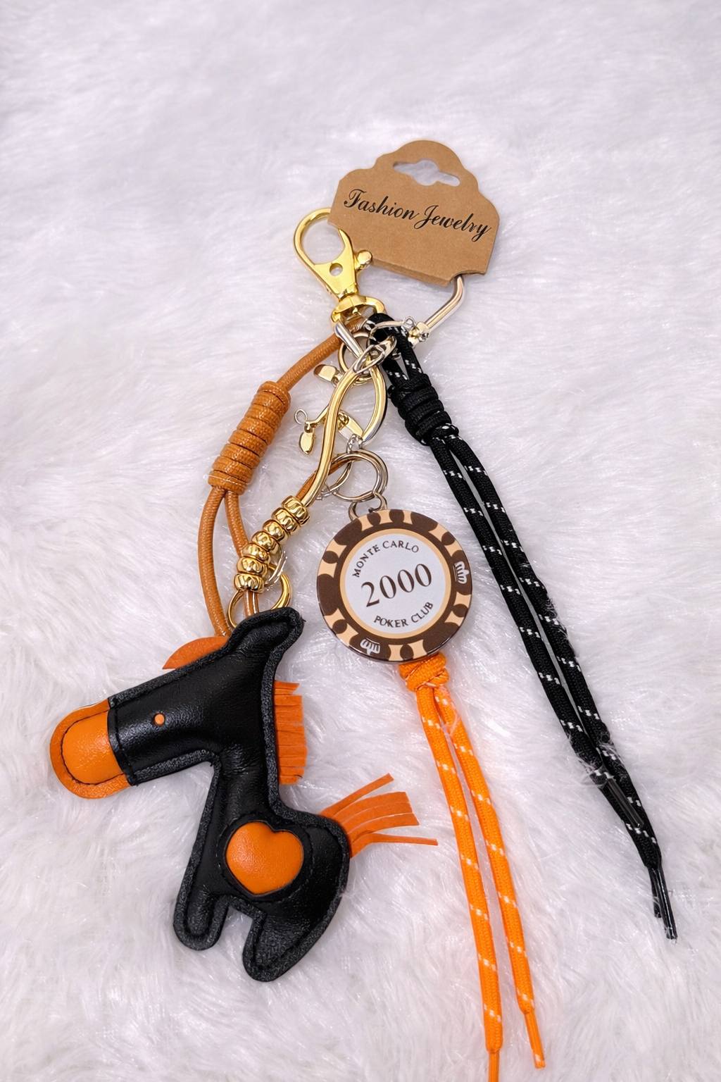 Premium Horse Bag Charm – Statement Leather Keychain with Tassel & Charm 🧡