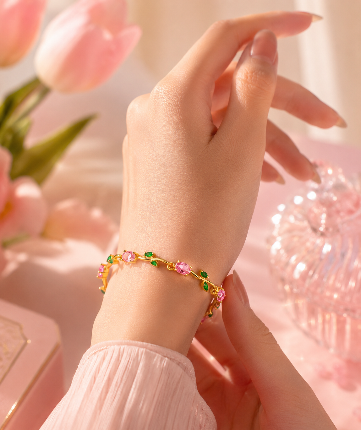Blush garden tulip bracelet