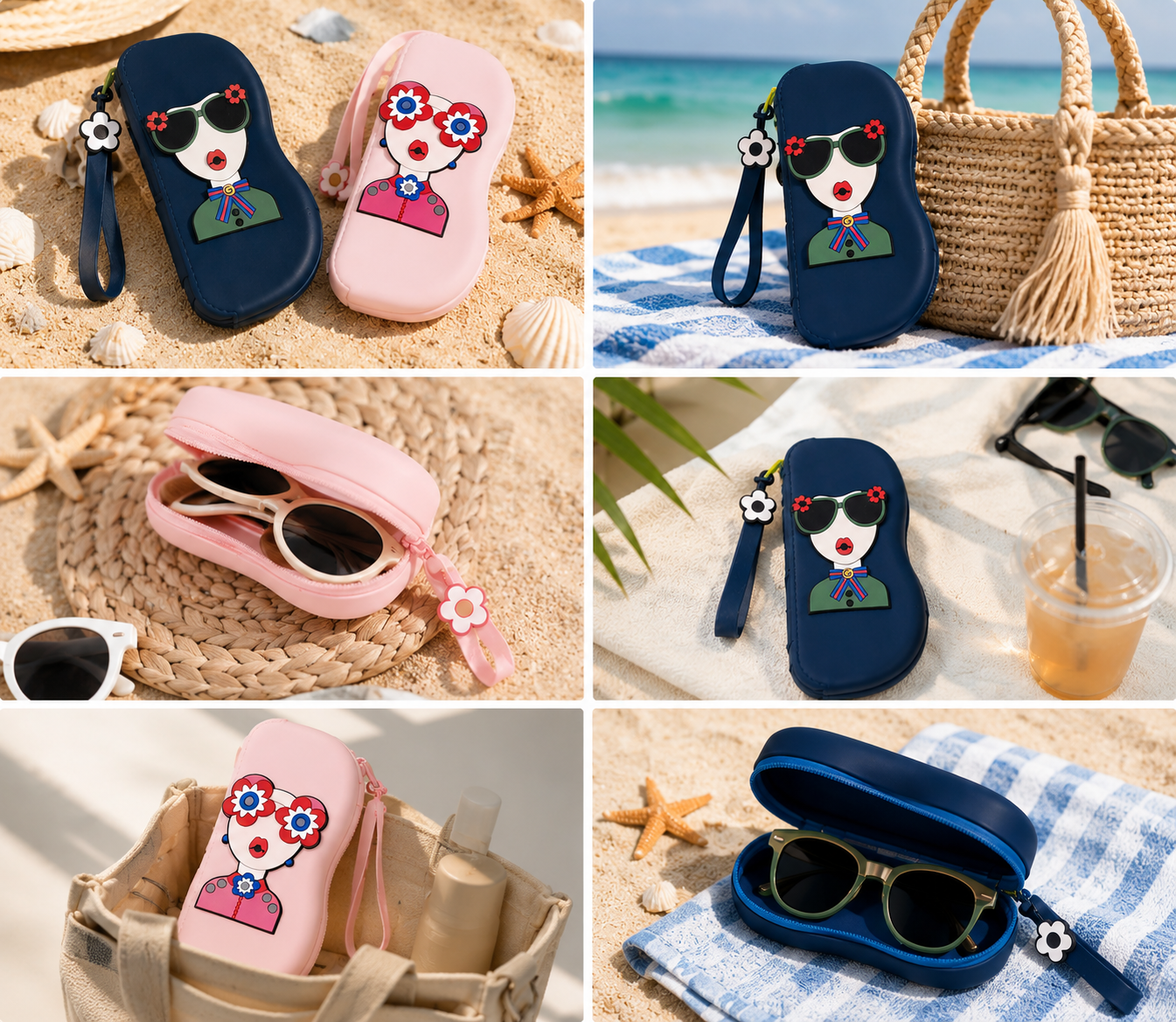 Coastal Chic quirky Sunglasses case – Travel Friendly Protective Eyewear Holder