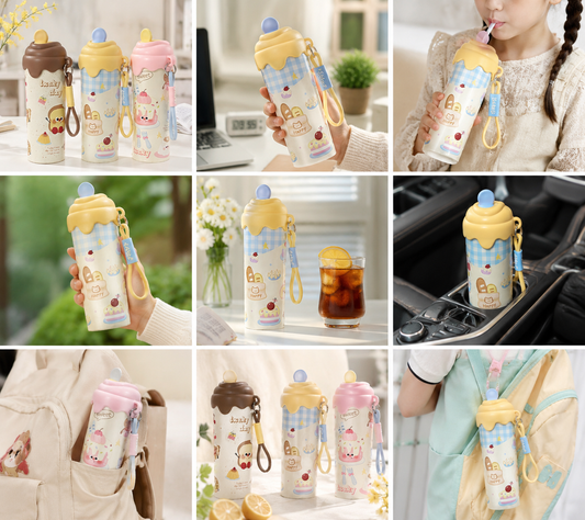 Kawaii Pinteresty Pastel Ice Cream Stainless Steel Bottle