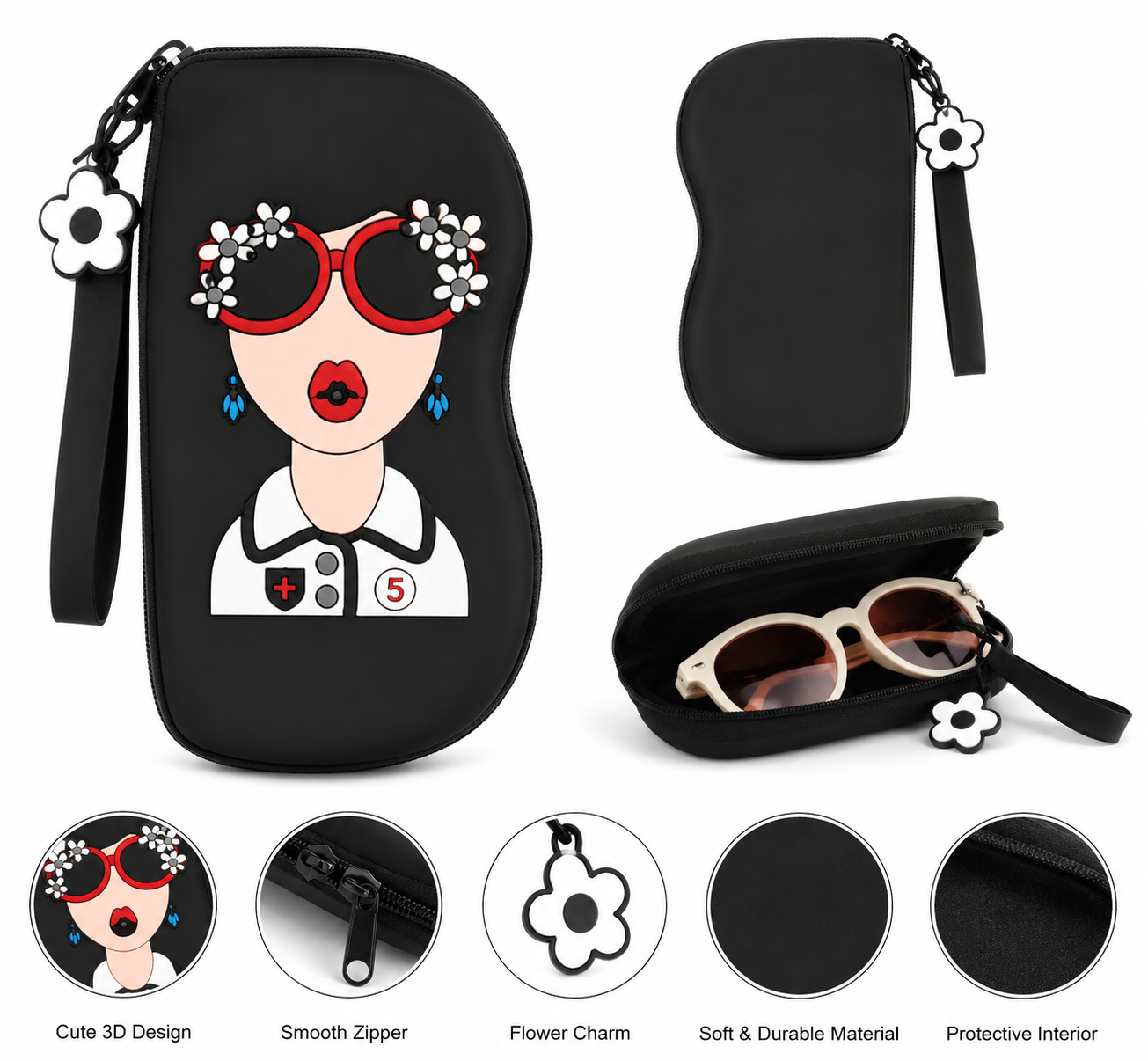 Coastal Chic quirky Sunglasses case – Travel Friendly Protective Eyewear Holder