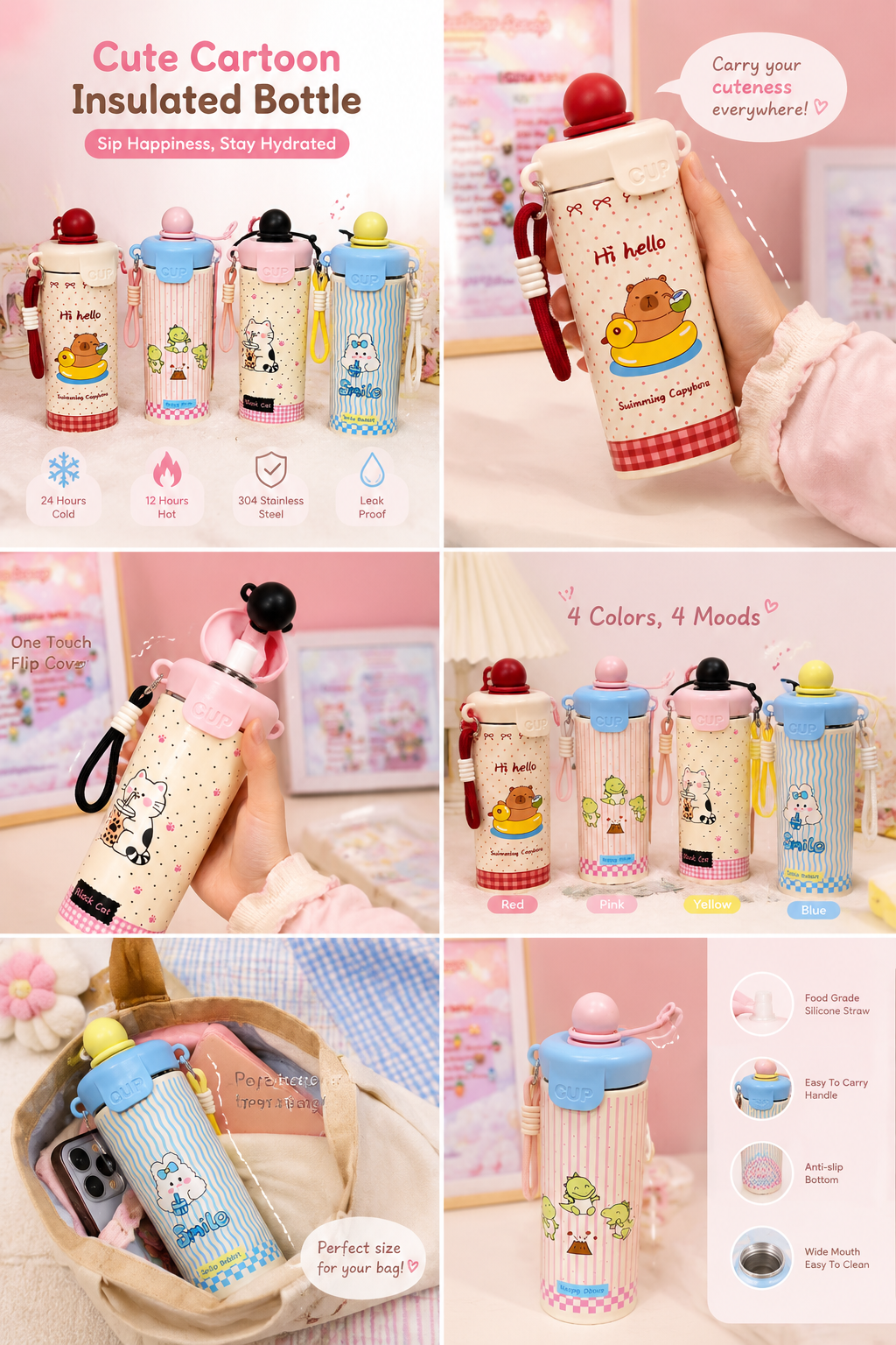 Kawaii Bubble Pop Pinteresty Stainless Steel Sipper | Cute Aesthetic Tumbler