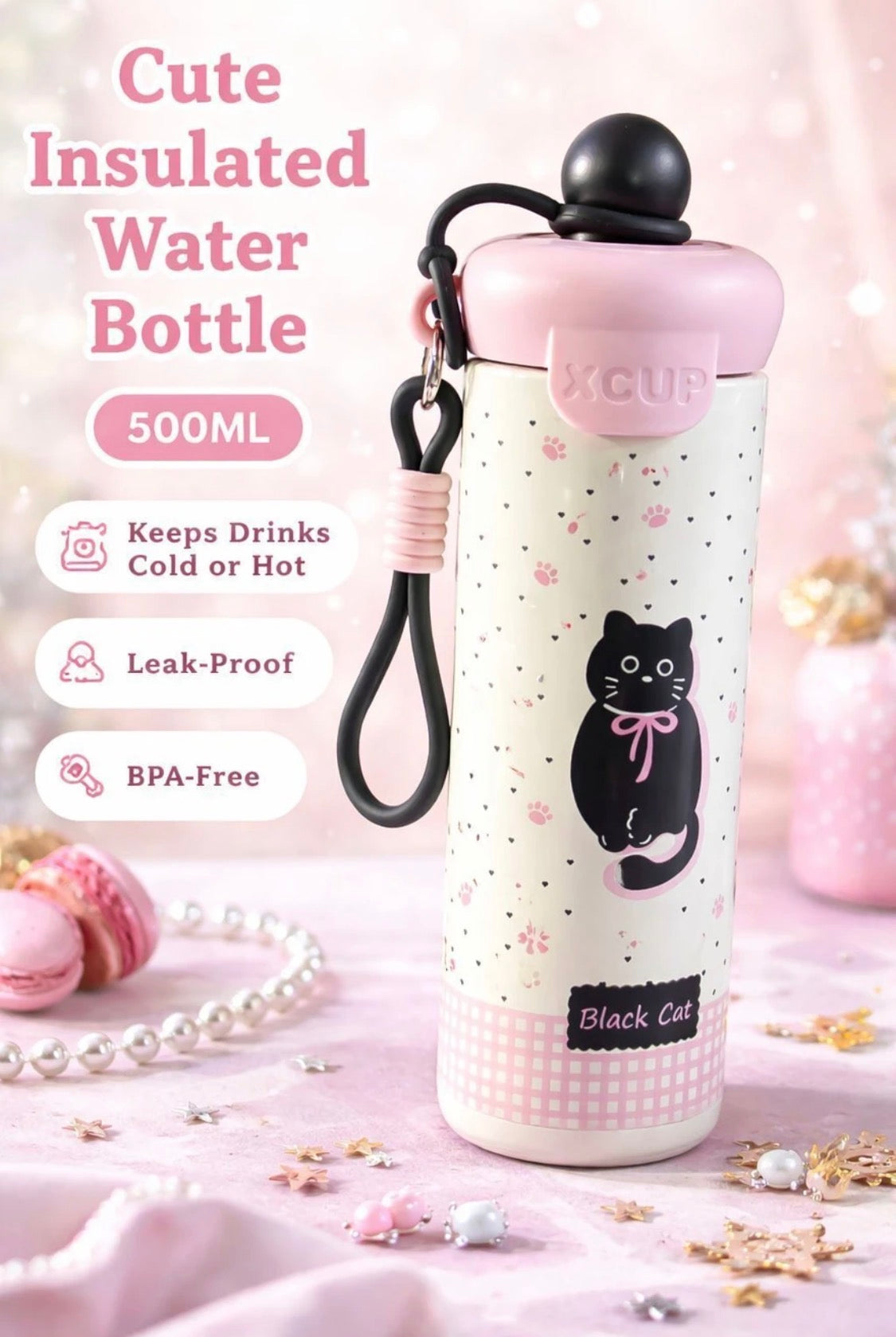 Kawaii Bubble Pop Pinteresty Stainless Steel Sipper | Cute Aesthetic Tumbler