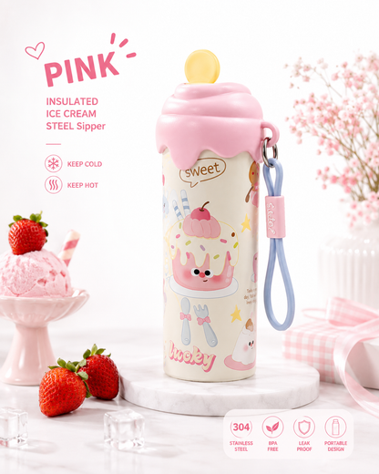 Kawaii Pinteresty Pastel Ice Cream Stainless Steel Bottle