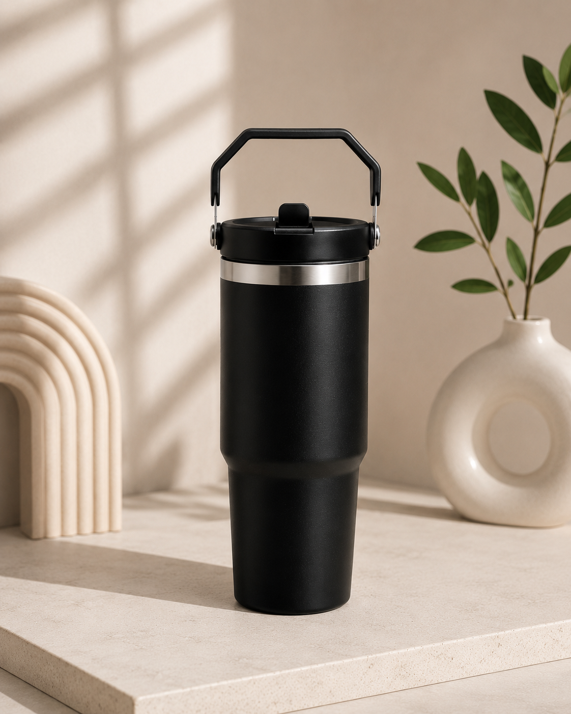 900ml Stainless Steel Insulated Tumbler with Handle – Hot & Cold Travel Mug